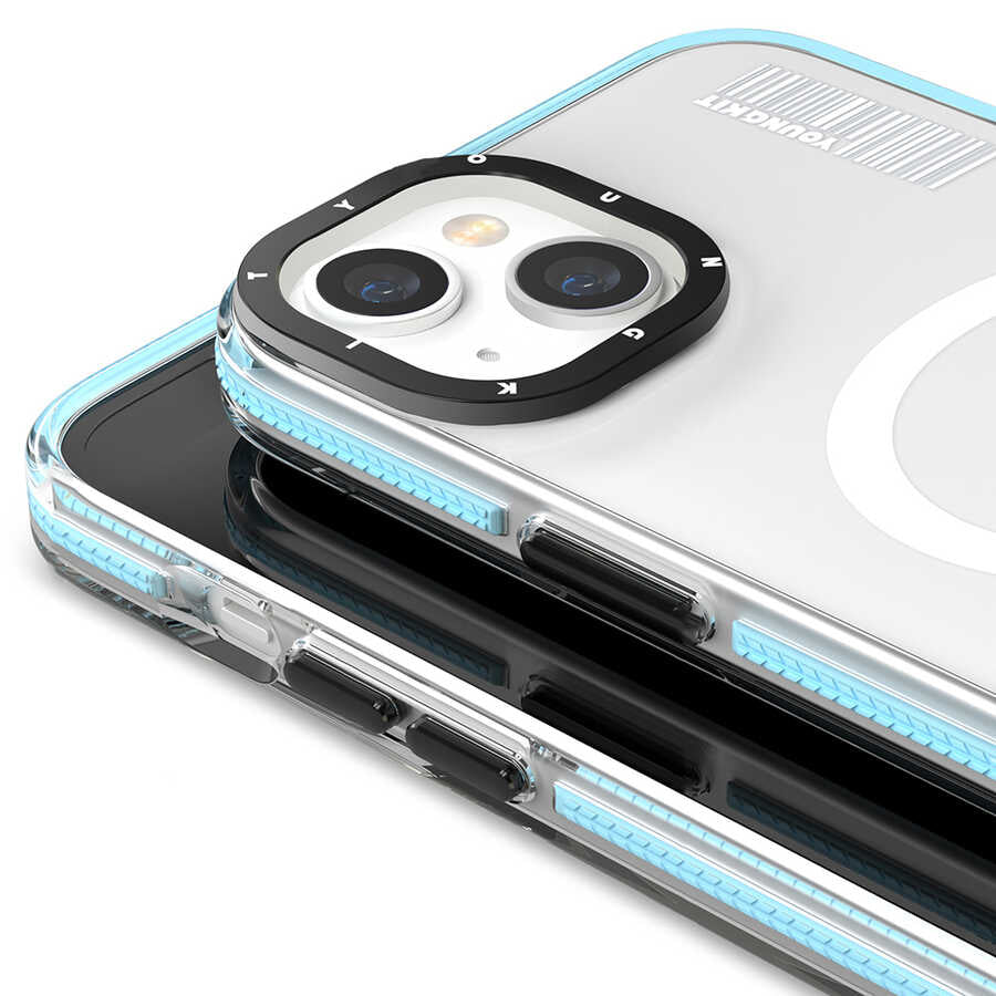 Apple iPhone 13 Kılıf M-safe Şarj Özellikli YoungKit Exquisite Serisi Kapak Mavi
