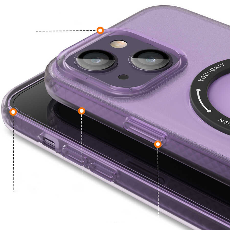 Apple iPhone 13 Kılıf M-safe Şarj Özellikli Youngkit Rock Serisi Kapak Mavi