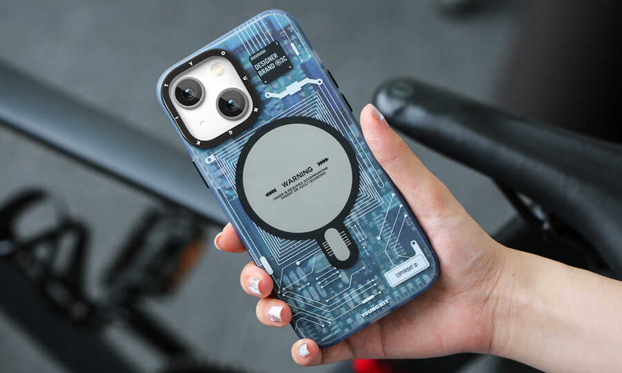 Apple iPhone 13 Kılıf M-safe Şarj Özellikli YoungKit Technology Serisi Kapak Mavi