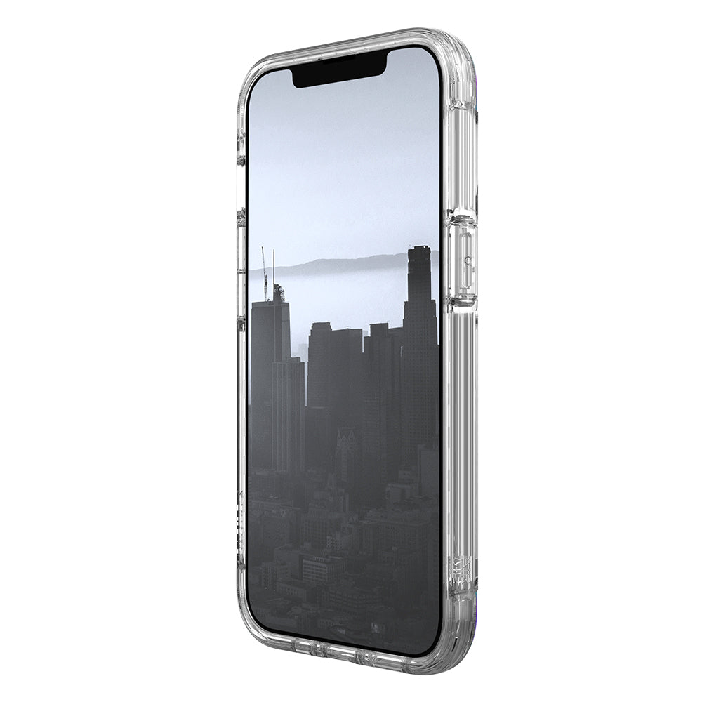 Apple iPhone 13 Kılıf Raptic Air Serisi Airbag Tasarımlı Metal Köşelikli Şeffaf Kapak Mavi