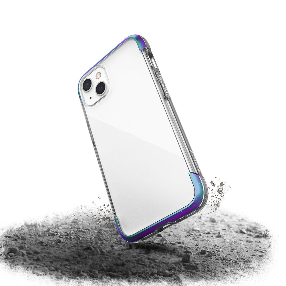 Apple iPhone 13 Kılıf Raptic Air Serisi Airbag Tasarımlı Metal Köşelikli Şeffaf Kapak Mor