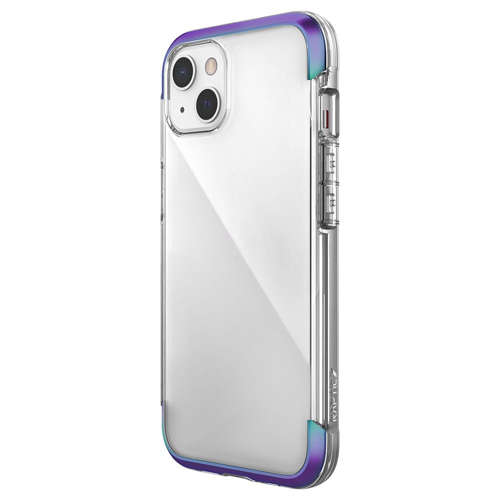 Apple iPhone 13 Kılıf Raptic Air Serisi Airbag Tasarımlı Metal Köşelikli Şeffaf Kapak Mor