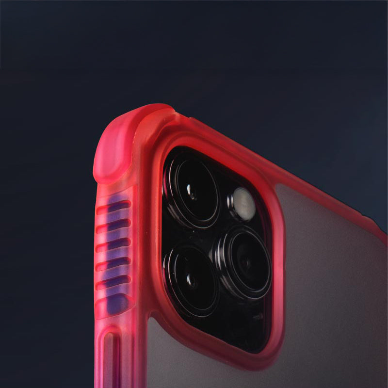 Apple iPhone 13 Kılıf Şeffaf Airbag Tasarımlı Skinarma Hade Kapak Mor-Turuncu