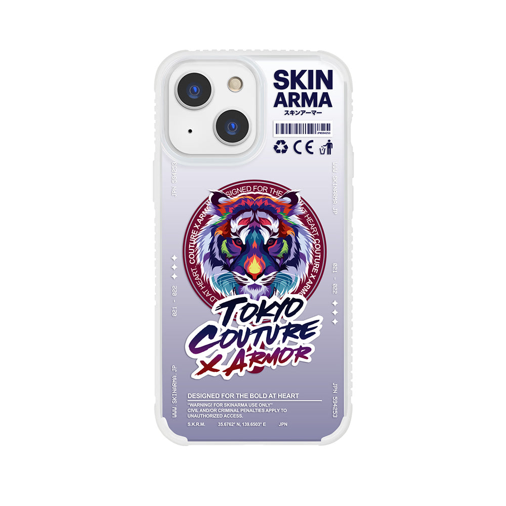 Apple iPhone 13 Kılıf Skinarma M-Safe Şarj Özellikli Kaplan Desenli Airbag Tasarımlı Tasu Kapak Şeffaf