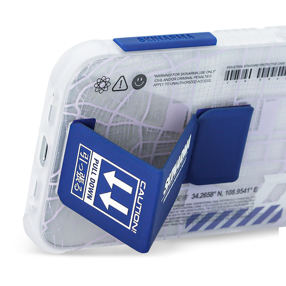 Apple iPhone 13 Kılıf Skinarma Şeffaf Desenli Standlı Ryoiki Kapak Siyah-Kırmızı