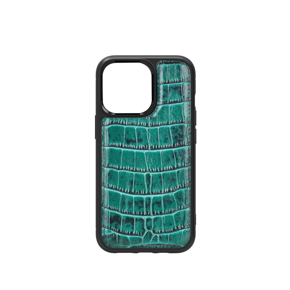 Apple iPhone 13 Kılıf Wiwu Croco Pattern Calfskin Orjinal Deri Kapak Siyah