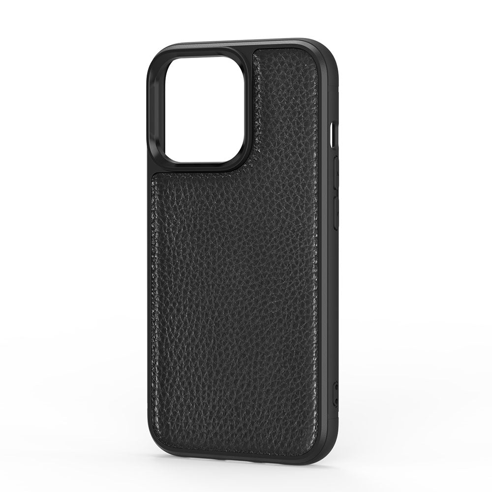 Apple iPhone 13 Kılıf Wiwu Genuine Leather Plastic Calfskin Orjinal Deri Kapak Siyah