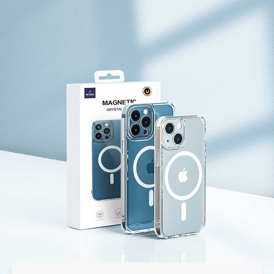Apple iPhone 13 Kılıf Wiwu Magnetic Crystal Kapak Renksiz