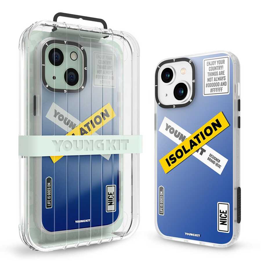 Apple iPhone 13 Kılıf YoungKit Holiday Serisi Kapak Mavi