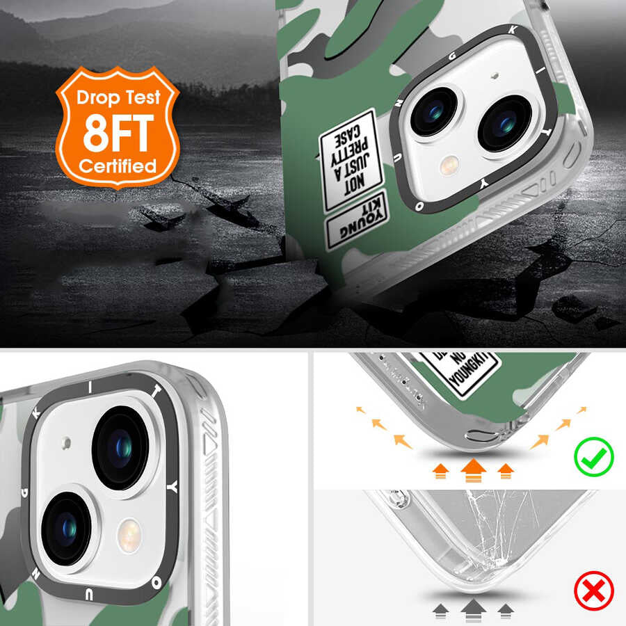 Apple iPhone 13 Kılıf YoungKit Kamuflaj Serisi Kapak Kırmızı