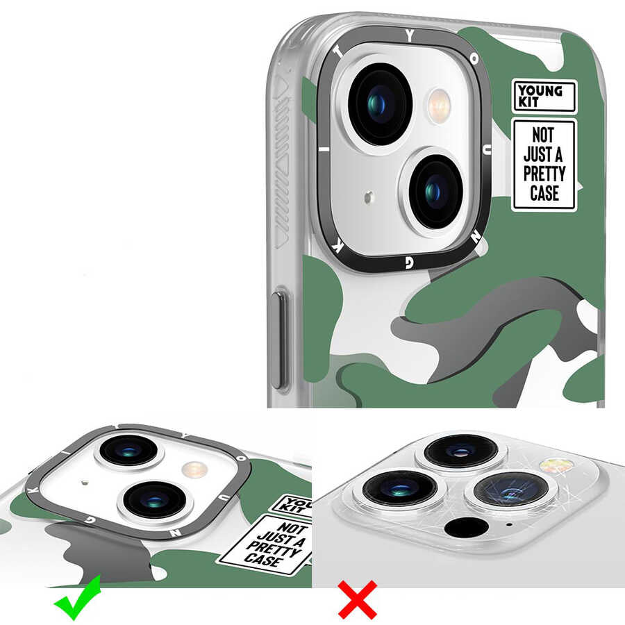 Apple iPhone 13 Kılıf YoungKit Kamuflaj Serisi Kapak Yeşil