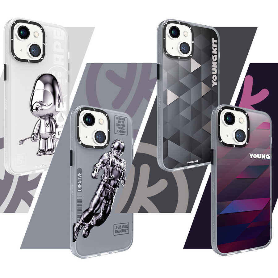Apple iPhone 13 Kılıf YoungKit Klasik Serisi Kapak IP001 Space Ape