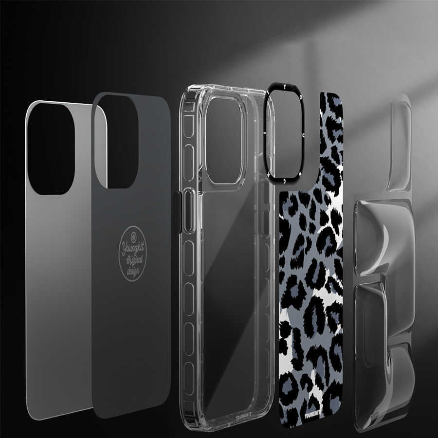 Apple iPhone 13 Kılıf YoungKit Leopard Article Serisi Kapak Siyah