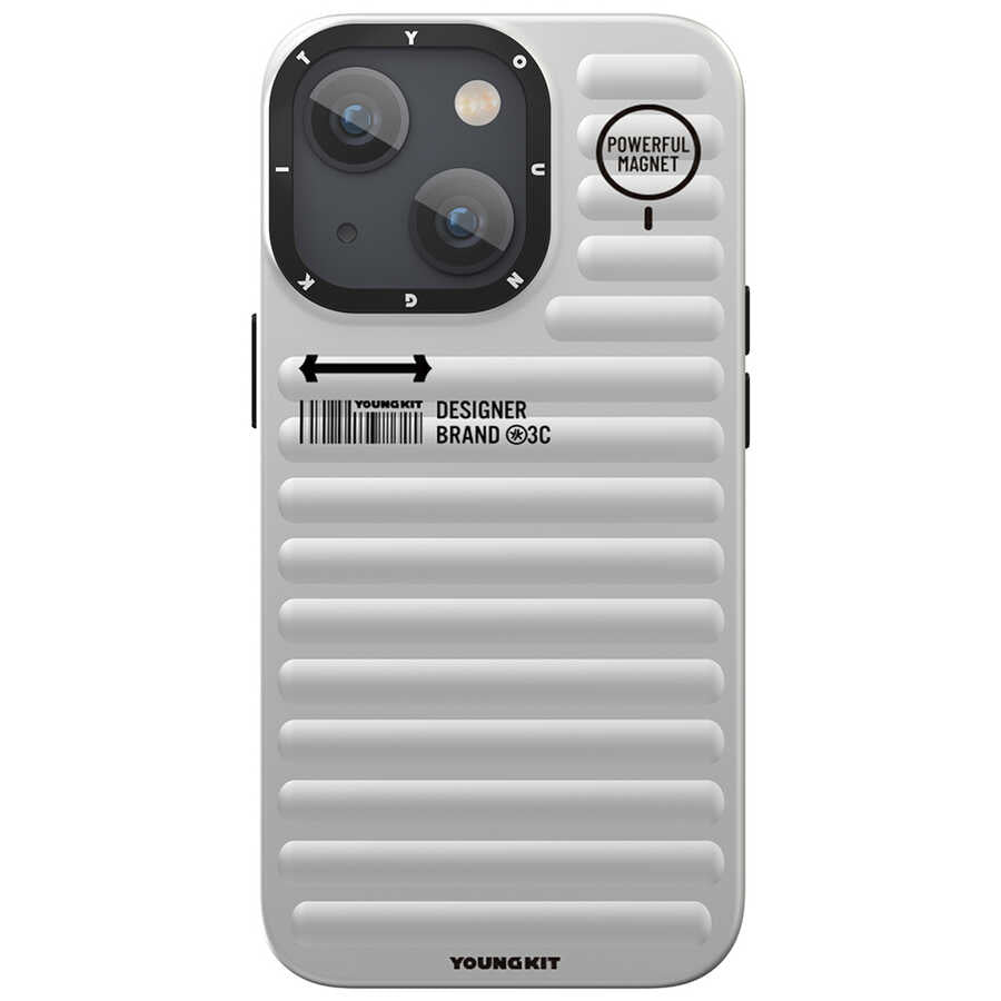 Apple iPhone 13 Kılıf YoungKit Plain Coloured Serisi Kapak Gümüş