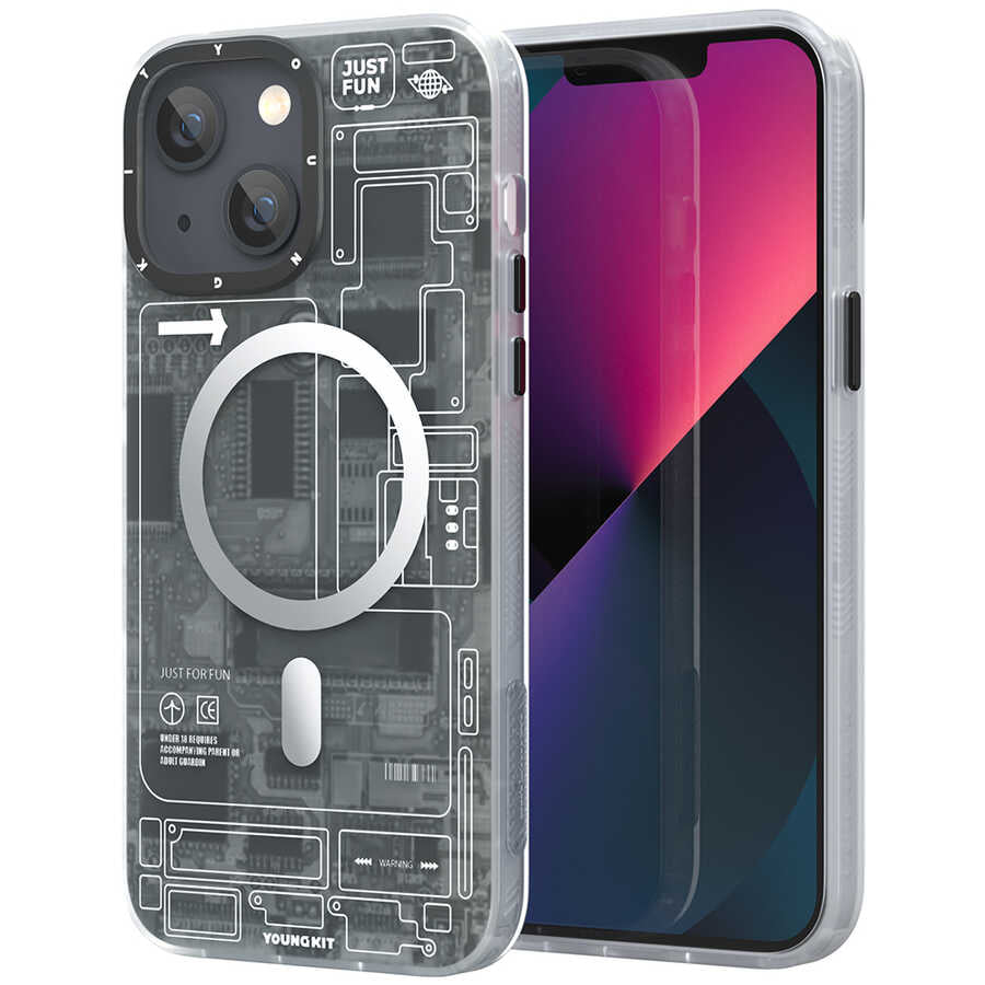 Apple iPhone 13 Kılıf YoungKit Technology Serisi Kapak Beyaz
