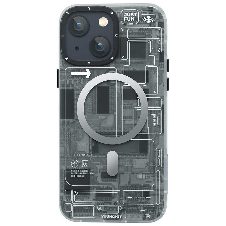Apple iPhone 13 Kılıf YoungKit Technology Serisi Kapak Beyaz