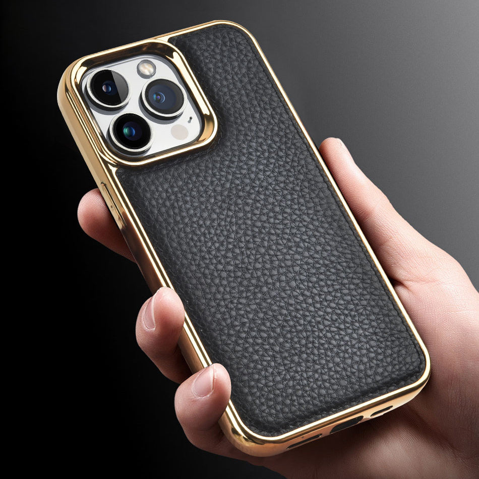Apple iPhone 13 Mini Kılıf Wiwu Genuine Leather Gold Calfskin Orjinal Deri Kapak Yeşil