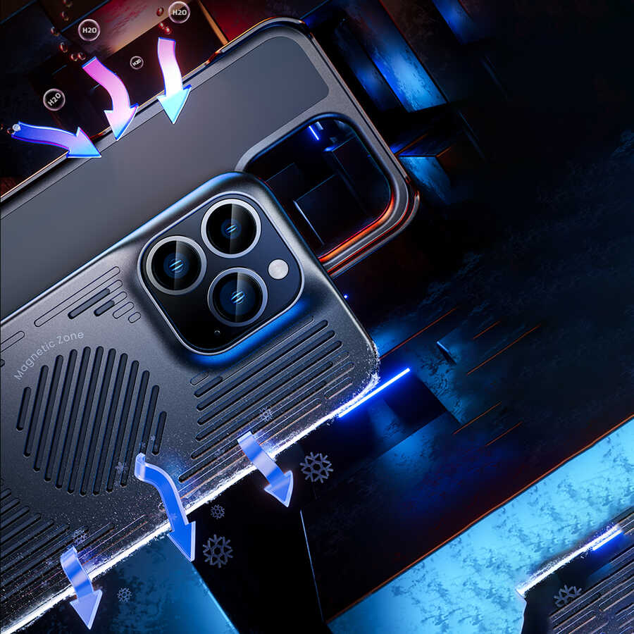 Apple iPhone 13 Pro Kılıf Benks Bizzard Soğutucu Özellikli Oyuncu Telefon Kılıfı Gri