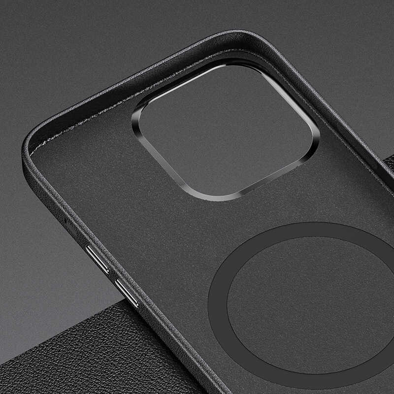 Apple iPhone 13 Pro Kılıf Benks Magnetic Hakiki Deri Kılıf Kahverengi
