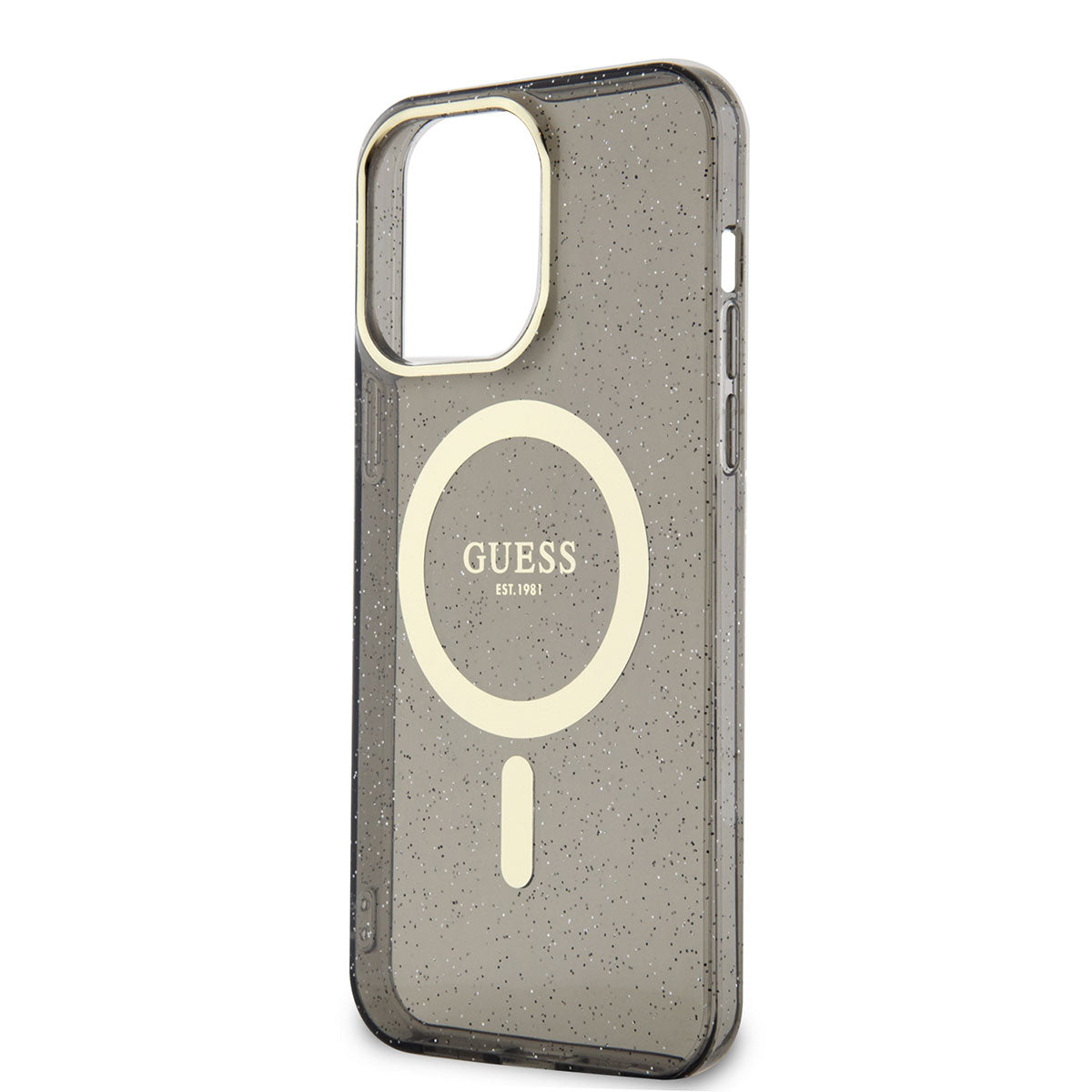 Apple iPhone 13 Pro Kılıf GUESS M-safe Şarj Özellikli Glitter Kapak Siyah