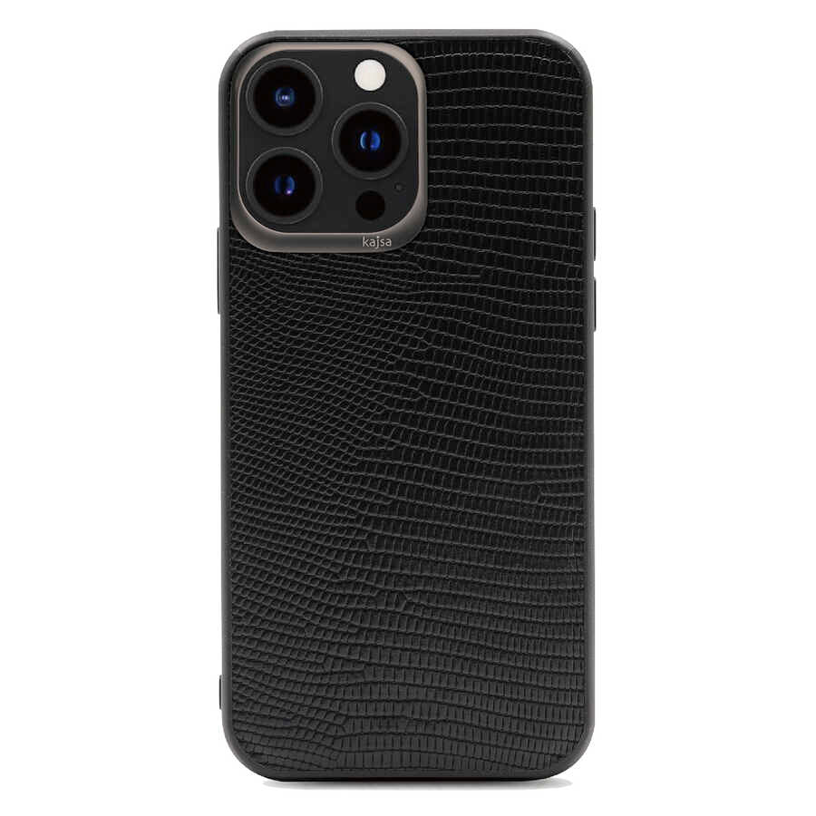 Apple iPhone 13 Pro Kılıf Kajsa Preppie Collection Pu Deri Kapak Siyah