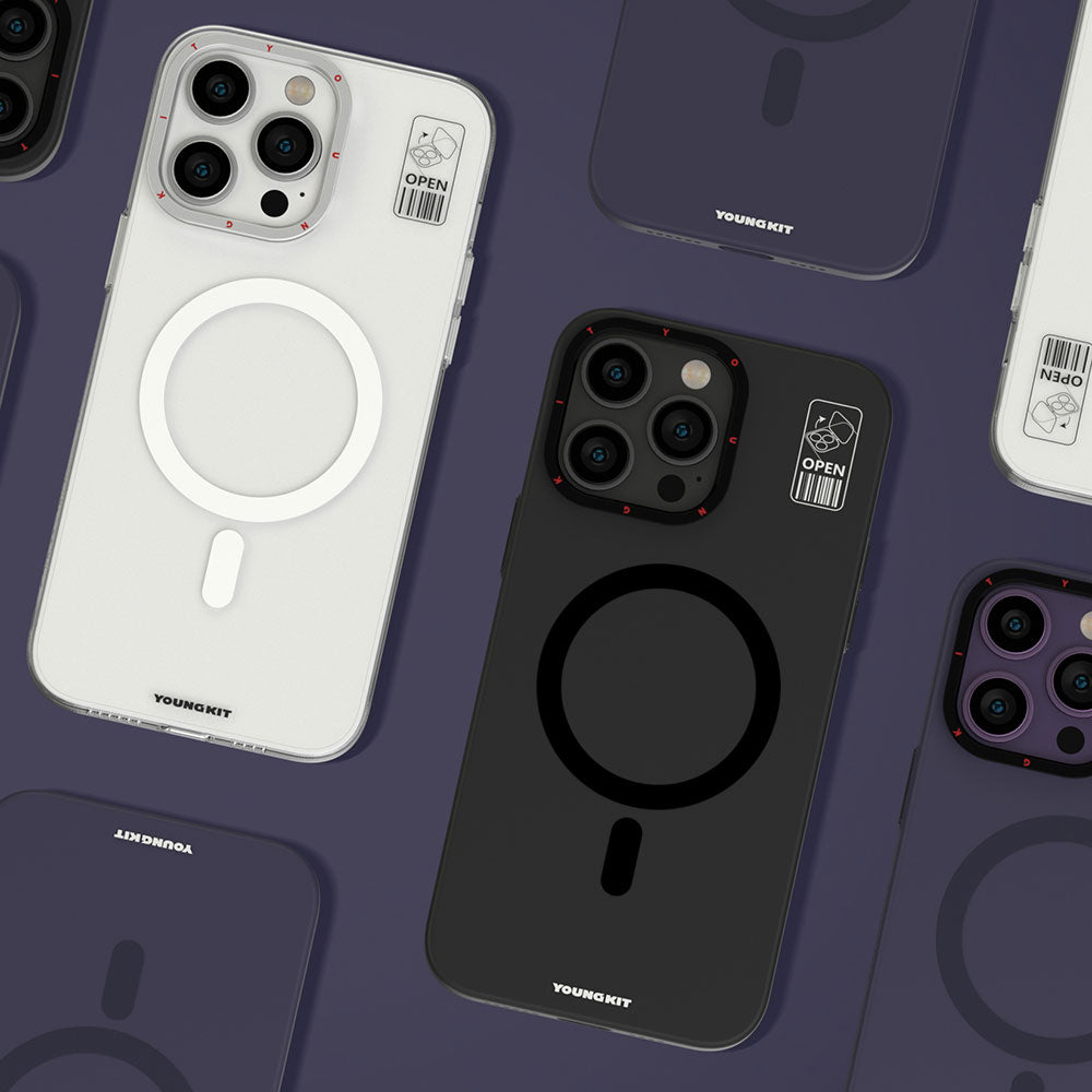 Apple iPhone 13 Pro Kılıf M-safe Şarj Özellikli Standlı YoungKit Hermit Bracket Serisi Kapak Derin Mor