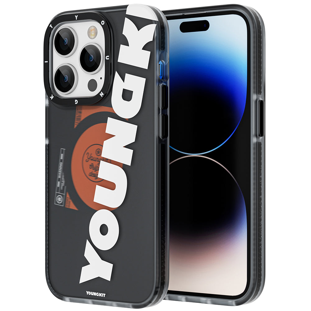 Apple iPhone 13 Pro Kılıf M-safe Şarj Özellikli Youngkit Binfen Serisi Yazı Temalı Kapak Siyah