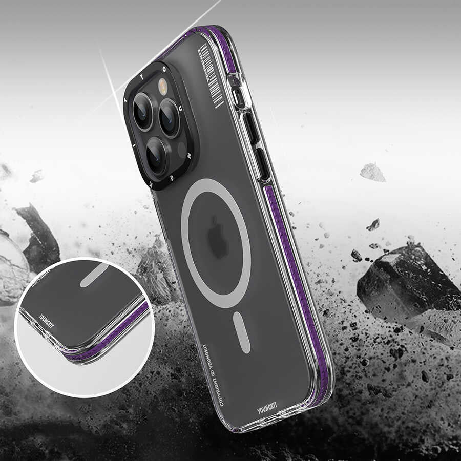 Apple iPhone 13 Pro Kılıf M-safe Şarj Özellikli Youngkit Jane Sand Serisi Kapak Mavi