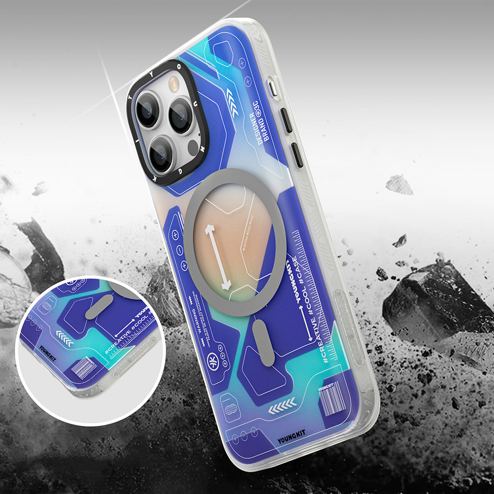 Apple iPhone 13 Pro Kılıf M-safe Şarj Özellikli YoungKit Metaverse Serisi Kapak Turuncu