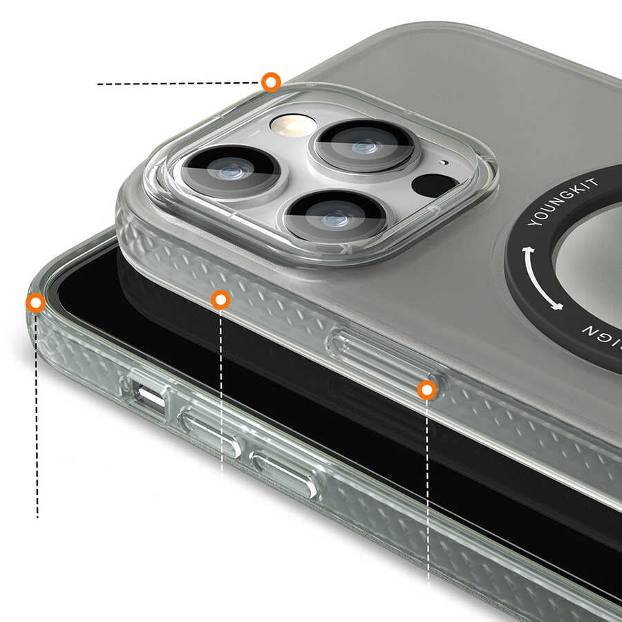 Apple iPhone 13 Pro Kılıf M-safe Şarj Özellikli Youngkit Rock Serisi Kapak Mavi