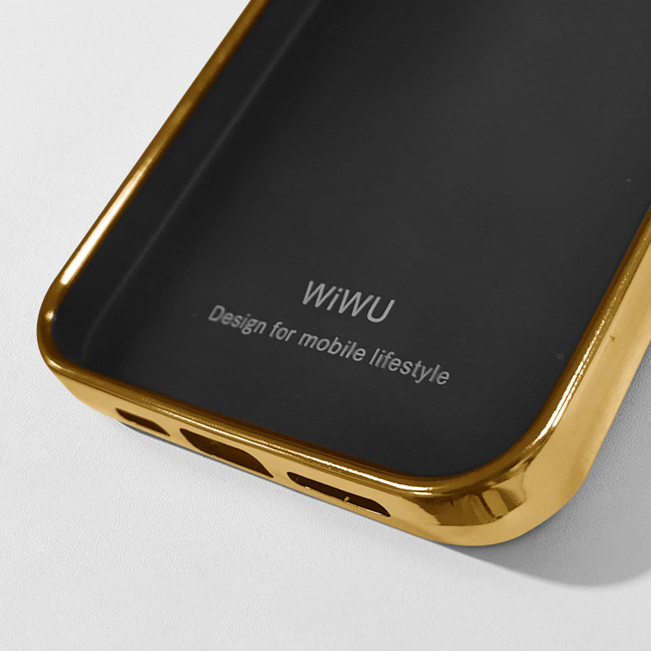 Apple iPhone 13 Pro Kılıf Wiwu Genuine Leather Gold Calfskin Orjinal Deri Kapak Yeşil