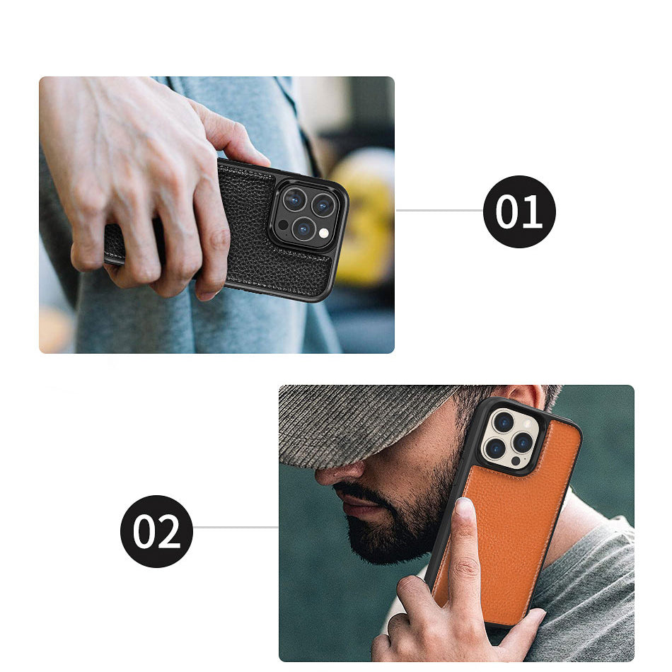 Apple iPhone 13 Pro Kılıf Wiwu Genuine Leather Plastic Calfskin Orjinal Deri Kapak Mavi