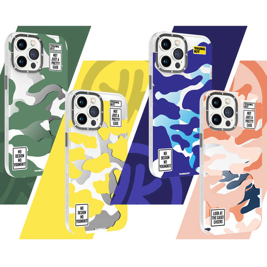 Apple iPhone 13 Pro Kılıf YoungKit Kamuflaj Serisi Kapak Sarı