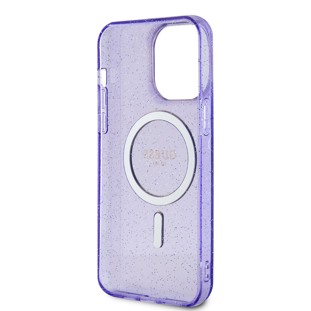 Apple iPhone 13 Pro Max Kılıf GUESS M-safe Şarj Özellikli Glitter Kapak Siyah