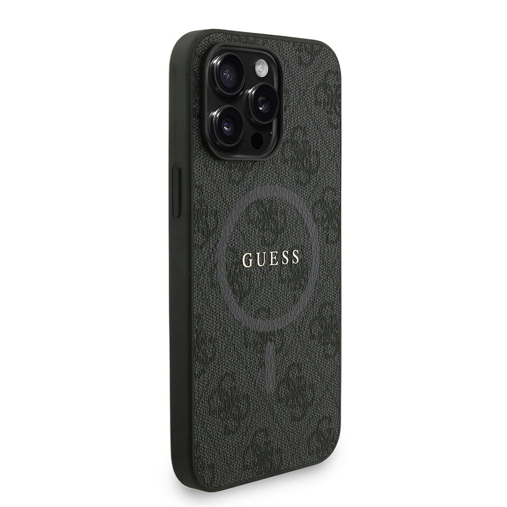 Apple iPhone 13 Pro Max Kılıf Guess Orjinal Lisanslı M-safe Şarj Özellikli PU Deri Bilek Askı İpli Yazı Logolu Kapak Kahverengi