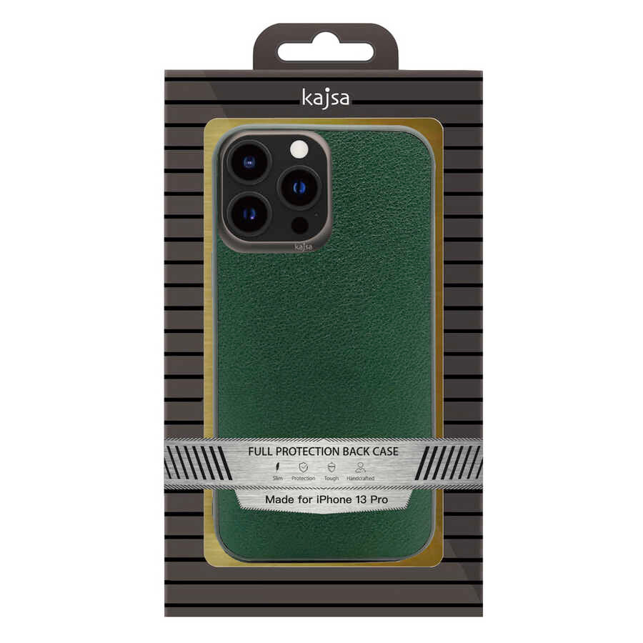 Apple iPhone 13 Pro Max Kılıf Kajsa Luxe Collection Hakiki Deri Kapak Yeşil