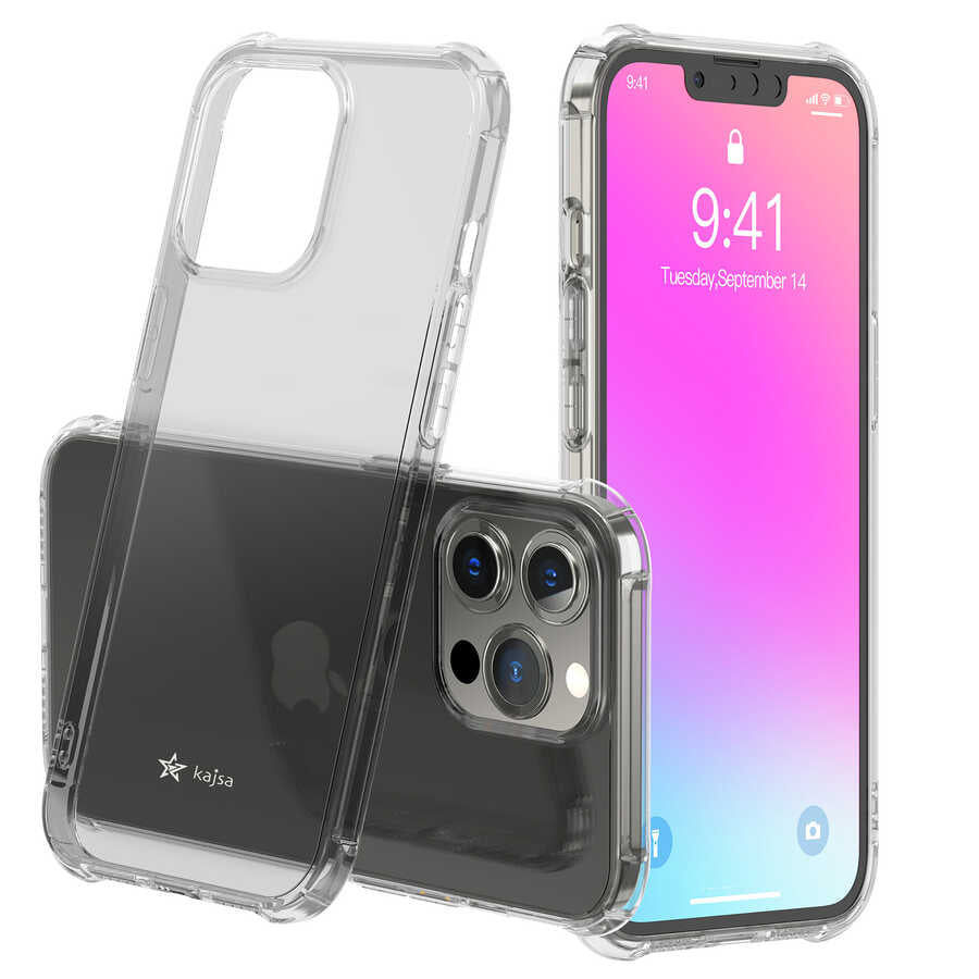 Apple iPhone 13 Pro Max Kılıf Kajsa Transparent Kapak Gri