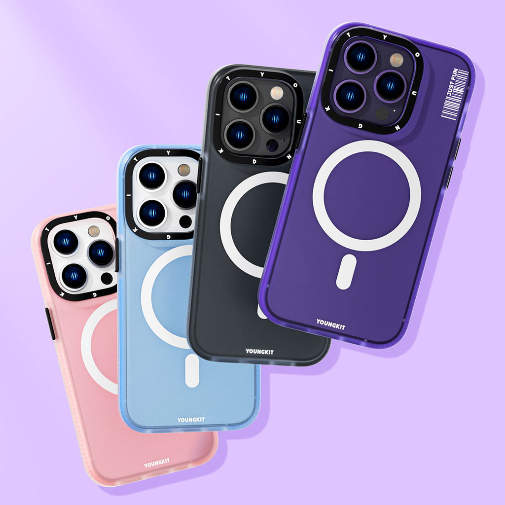 Apple iPhone 13 Pro Max Kılıf M-safe Şarj Özellikli Youngkit Colored Sand Serisi Kapak Derin Mor