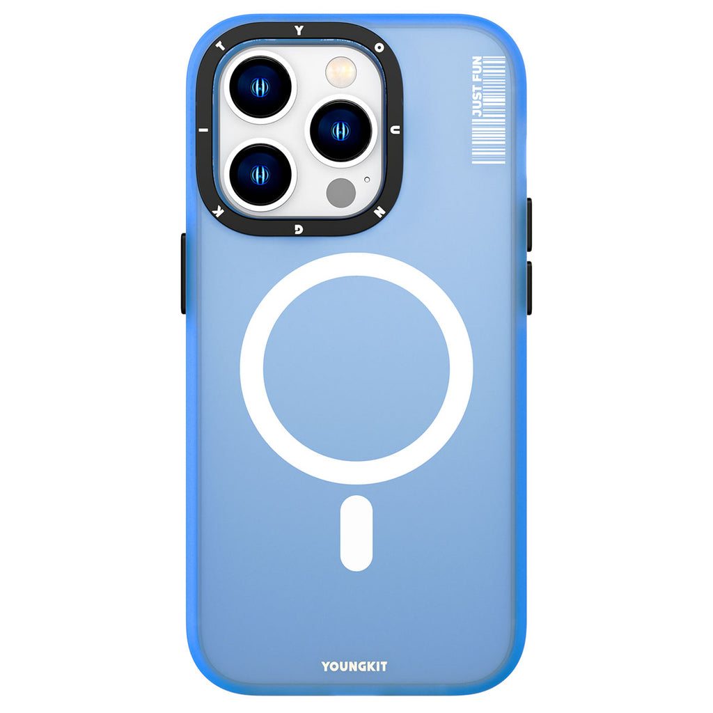 Apple iPhone 13 Pro Max Kılıf M-safe Şarj Özellikli Youngkit Colored Sand Serisi Kapak Mavi