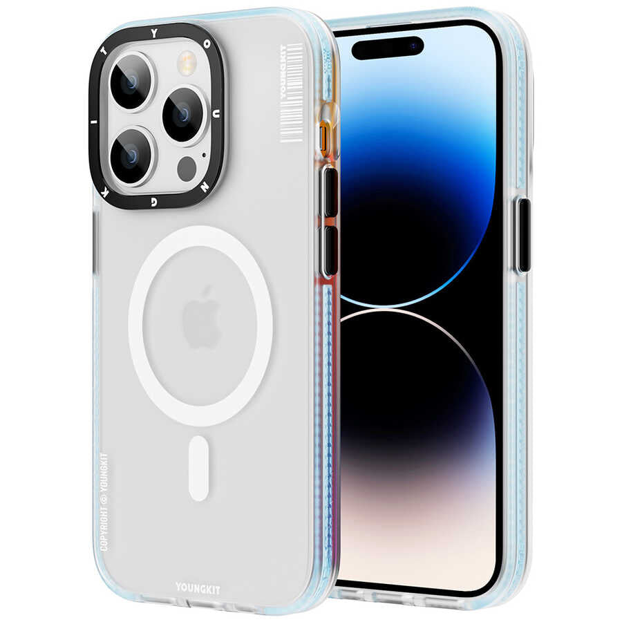 Apple iPhone 13 Pro Max Kılıf M-safe Şarj Özellikli Youngkit Jane Sand Serisi Kapak Mavi