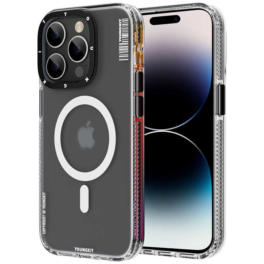 Apple iPhone 13 Pro Max Kılıf M-safe Şarj Özellikli Youngkit Jane Sand Serisi Kapak Siyah