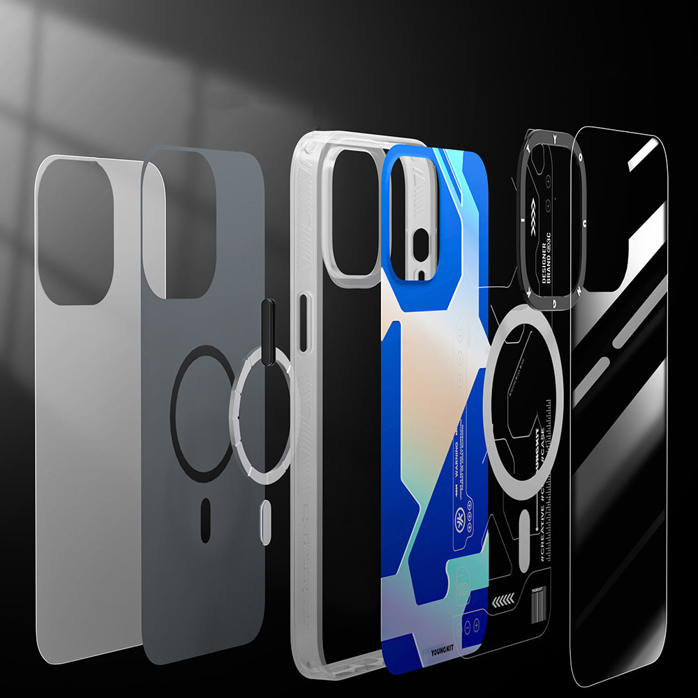 Apple iPhone 13 Pro Max Kılıf M-safe Şarj Özellikli YoungKit Metaverse Serisi Kapak Yeşil