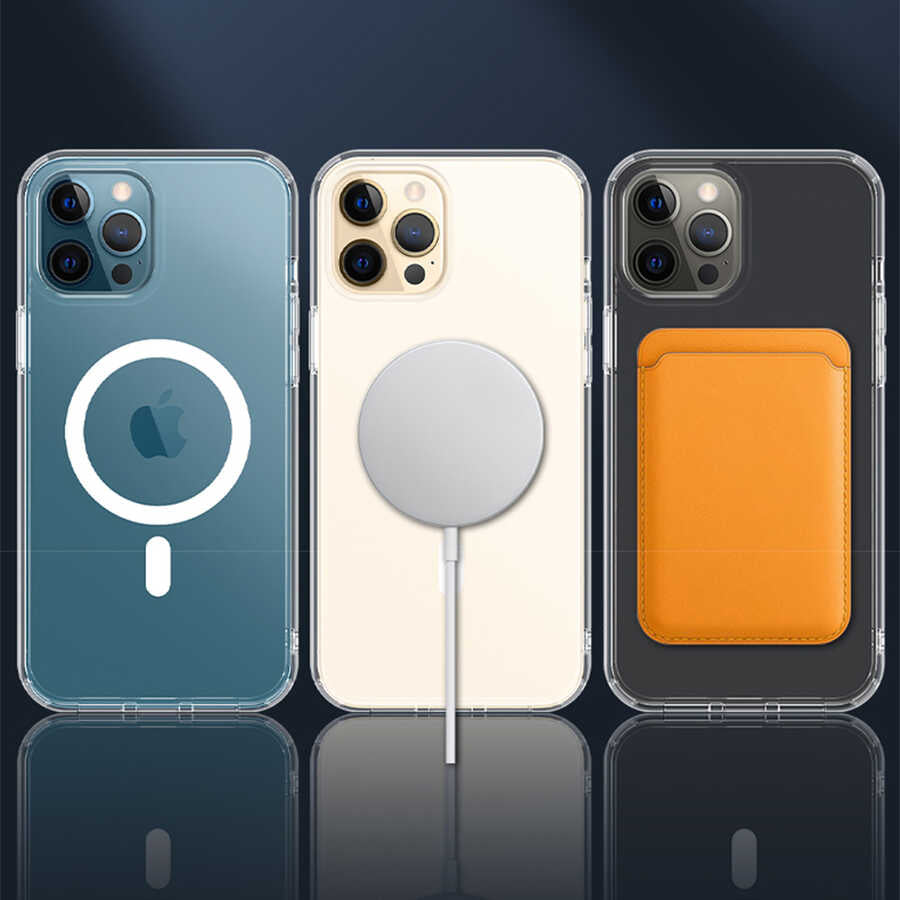 Apple iPhone 13 Pro Max Kılıf Wiwu Magnetic Crystal Kapak Renksiz