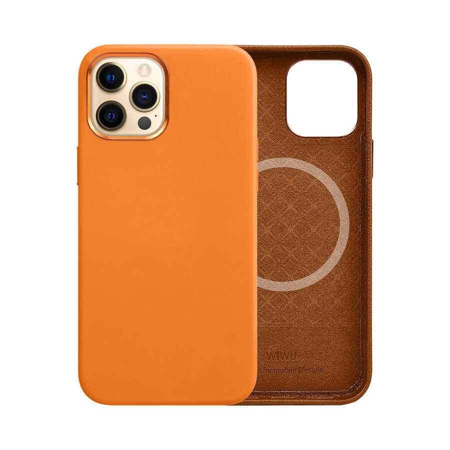 Apple iPhone 13 Pro Max Kılıf Wiwu M-safe Magnetic Kapak Kahverengi