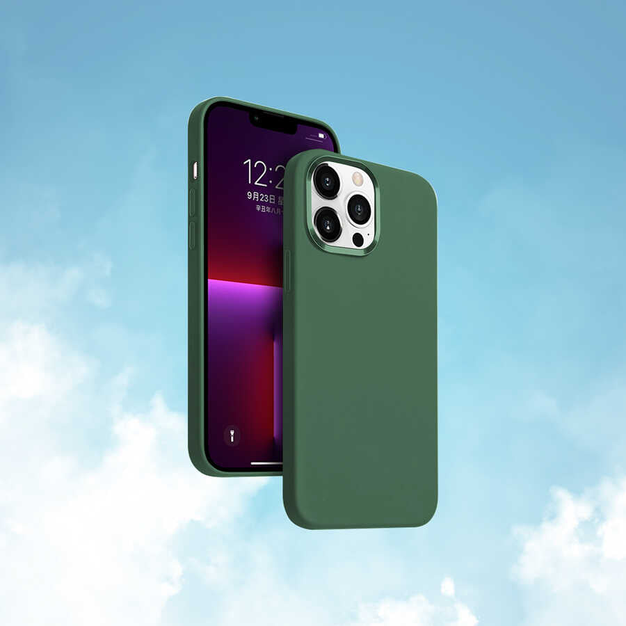 Apple iPhone 13 Pro Max Kılıf Wiwu M-safe Magnetic Silikon Kapak Yeşil