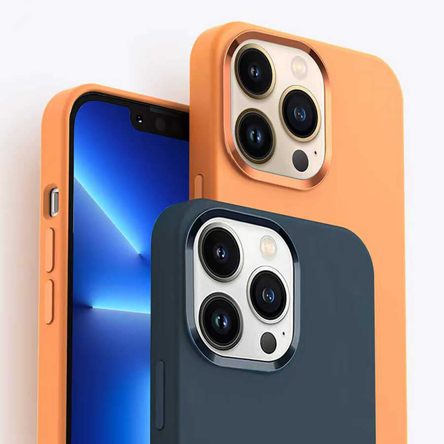 Apple iPhone 13 Pro Max Kılıf Wiwu M-safe Magnetic Silikon Kapak Turuncu