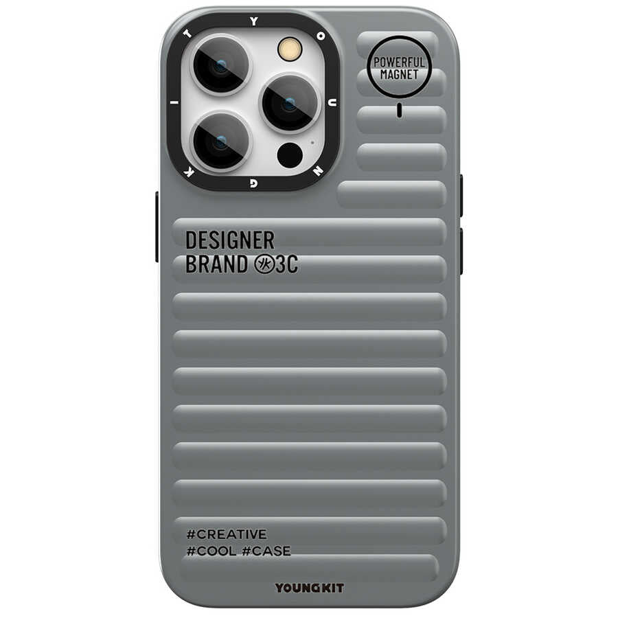 Apple iPhone 13 Pro Max Kılıf YoungKit Plain Coloured Serisi Kapak Gri