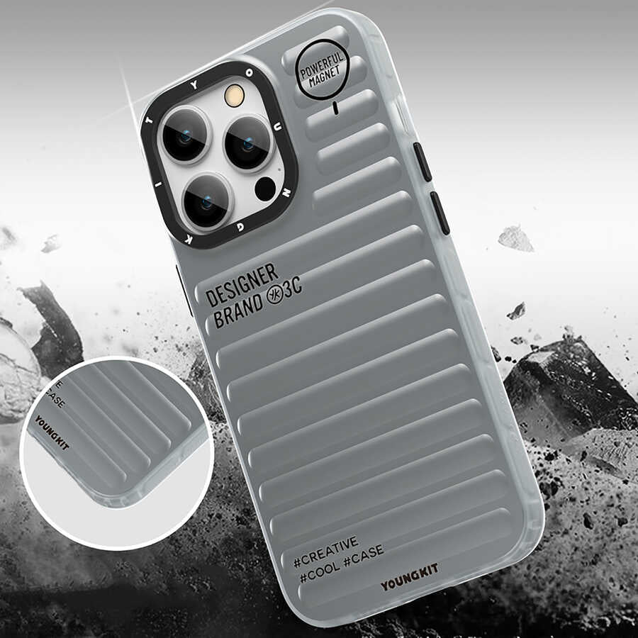 Apple iPhone 13 Pro Max Kılıf YoungKit Plain Coloured Serisi Kapak Gümüş