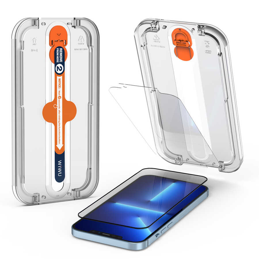 Apple iPhone 13 Pro Wiwu Easy İnstall iVista Super Hardness Ekran Koruyucu Siyah