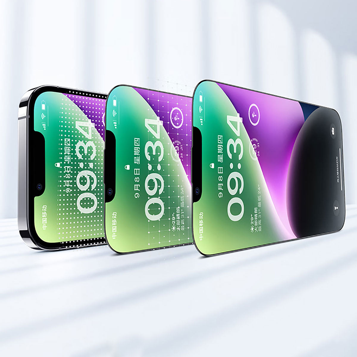 Apple iPhone 13 Wiwu CZ-003 Mavi Işık Teknolojili Hidrofobik ve Oleofobik Parlama Önleyici Cam Ekran Koruyucu Siyah